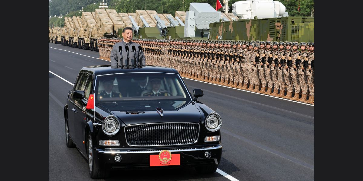 Chinese President Xi Jinping, also general secretary of the Communist Party of China Central Committee and chairman of the Central Military Commission, reviews troops during a grand gathering commemorating the 80th anniversary of the victory in the Chinese People's War of Resistance against Japanese aggression and the World Anti-Fascist War in Beijing, capital of China, on 3 September 2025. Photo: Xinhua