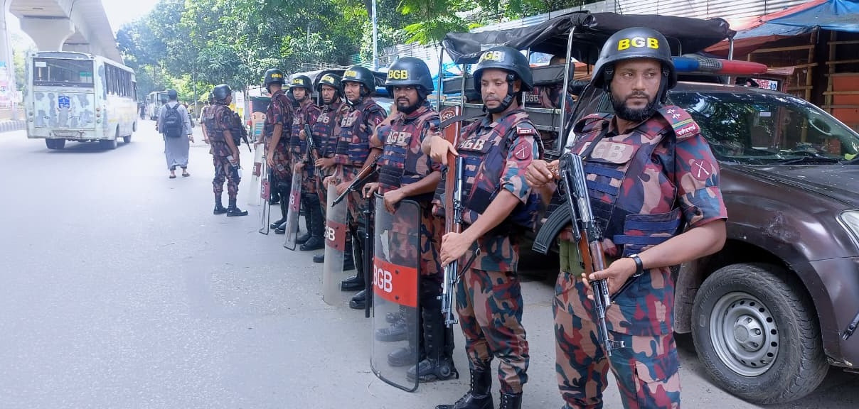 Adequate number of law enforcers were deployed in the campus during the poll. Photo: Nazmul Islam Khan