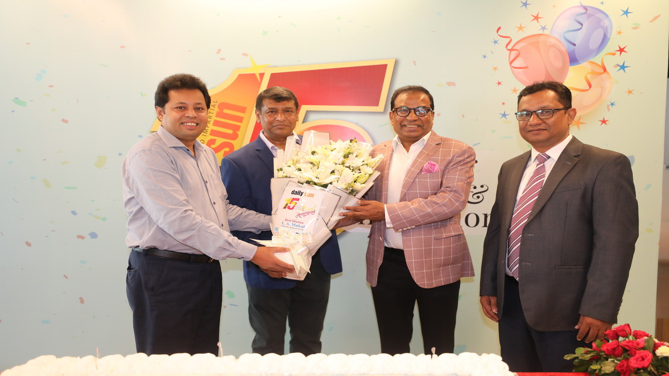 Daily Sun celebrates its 15th founding anniversary on Sunday amid grand festivity.