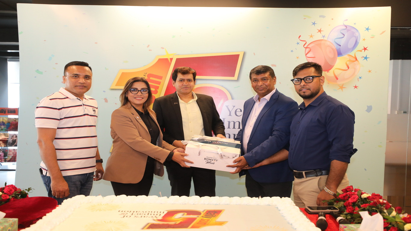 Daily Sun celebrates its 15th founding anniversary on Sunday amid grand festivity.