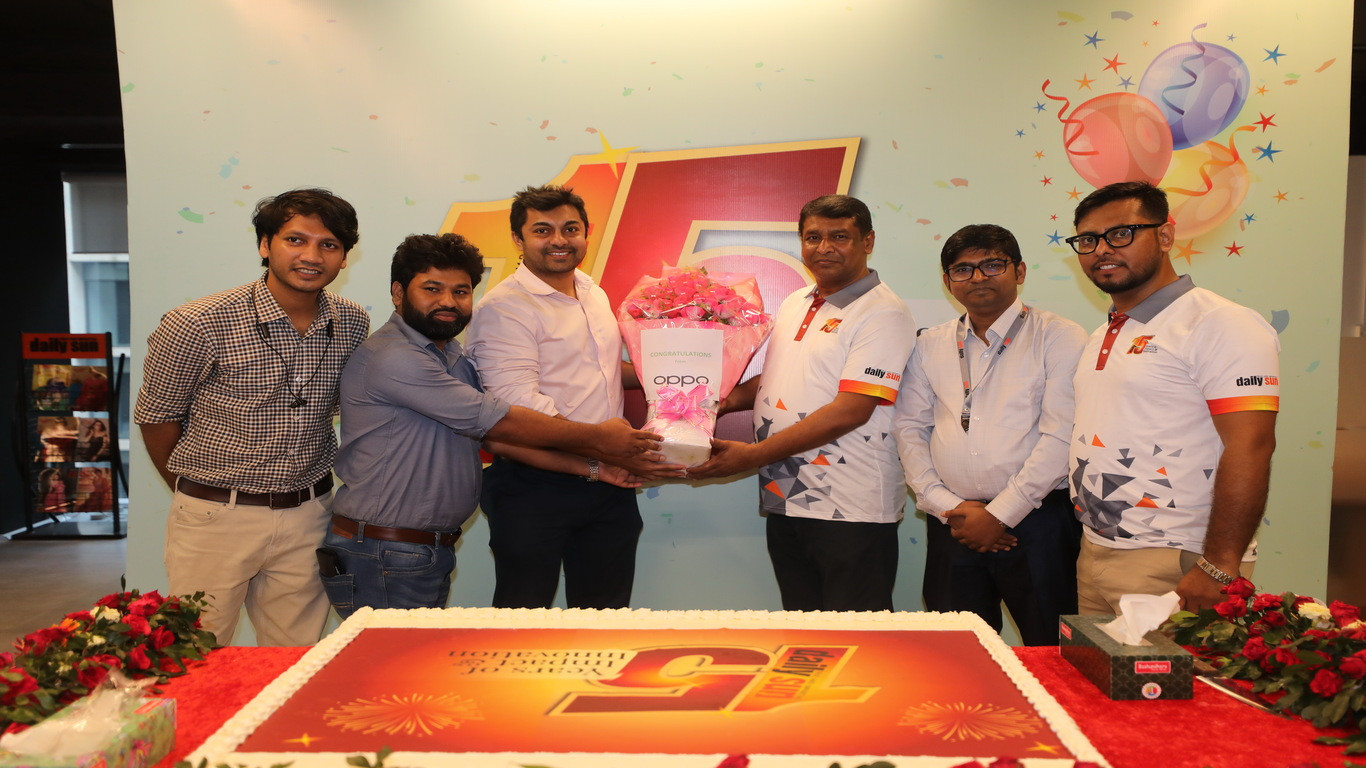 Daily Sun celebrates its 15th founding anniversary on Sunday amid grand festivity.