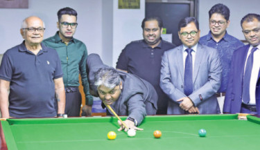 Mohammad Faisal Taher, President of Uttara Club Limited poses during the inauguration ceremony of the 38th National 15 Red Snooker Championship at the Dhaka Bank Lounge of Uttara Club on Thursday.  -  Tanvin Tamim