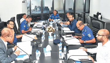 Inspector General of Police and Chairman of Community Bank Bangladesh PLC Baharul Alam presides over the 66th board meeting of the bank at its head office in the capital on Thursday.