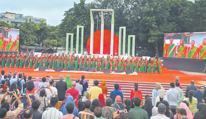 A vibrant cultural event takes place at the Central Shaheed Minar in the capital on Monday, marking ‘July Women's Day’ and remembering the role of women in the July uprising. -Reaz Ahmed Sumon