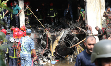 Air Force training jet crashes in Uttara, one dead