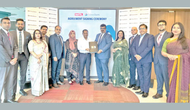 Prime Bank PLC and HATIL Complex Limited sign an agreement to launch a strategic partnership. Under this partnership, Prime Bank will provide HATIL with a seamless payroll management solution to streamline salary disbursements, along with comprehensive digital cash management services. Photo: Courtesy