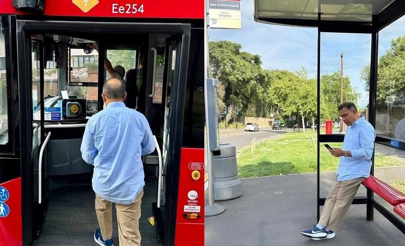 Photo Story: Tarique seen riding public bus in London