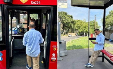 Photo Story: Tarique seen riding public bus in London