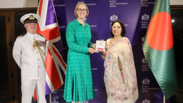 British High Commissioner presents MBE insignia to Shaheen Anam