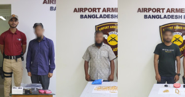 Three held with gold worth Tk 82 lakh at Dhaka Airport