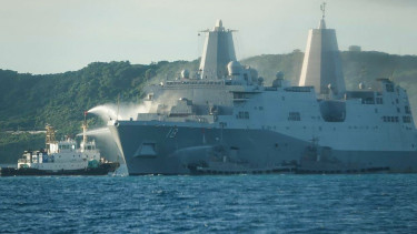US Navy ship on fire for 12 hours off Japan
