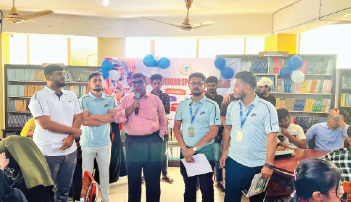 University of Creative Technology Chittagong (UCTC) Vice Chancellor Professor Dr Md Zahid Hossain Sharif inaugurates the “UCTC Indoor Sports Fest 2025” on the university campus on Thursday. COLLECED PHOTO