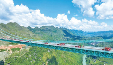 World’s tallest bridge completes load test in SW China’s Guizhou