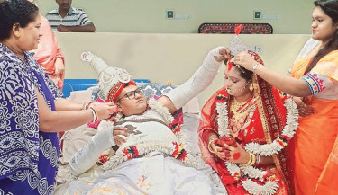 Hospital bed turns wedding venue