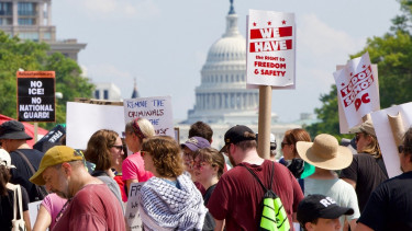 Protesters demand end to National Guard deployment in Washington DC