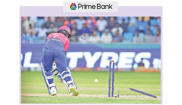UAE's Alishan Sharafu is clean bowled by Jasprit Bumrah during their Group A match against India at the Dubai International Cricket Stadium on Wednesday.  -  ACC PHOTO