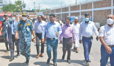 Led by Member Secretary Commodore Mohammad Mohabbat Ali, a 10-member team of the Bangladesh National Authority for Chemical Weapons Convention visits Benapole Land Port  recently to inspect the chemical security management of the port. PHOTO: COURTESY