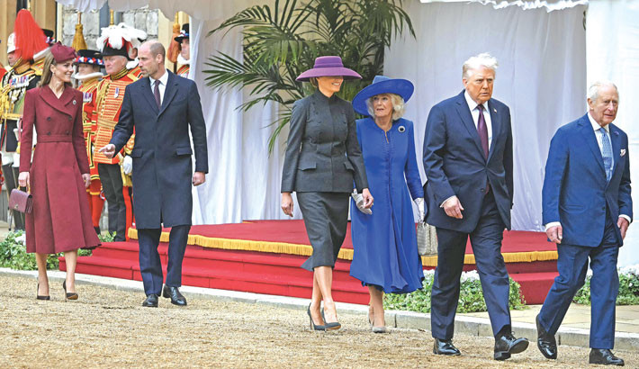Trump greeted by royals on UK state visit