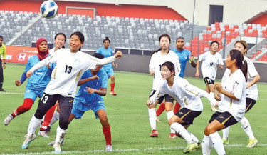 Chinese Universities Women’s Football United Team defeated the Bangladesh Women’s Football Academy 3-0 in a friendly match at the National Stadium in Dhaka on Saturday.  -  BFF PHOTO