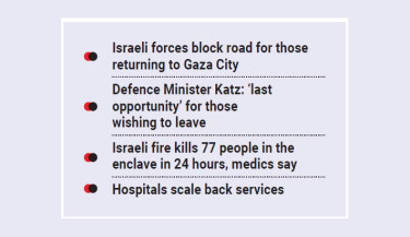 Israel blocks main road to Gaza City