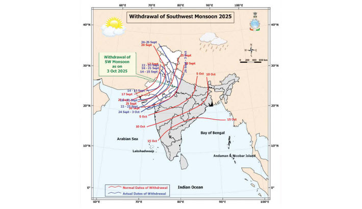 Southwest monsoon set to retreat from Bangladesh by 15 Oct