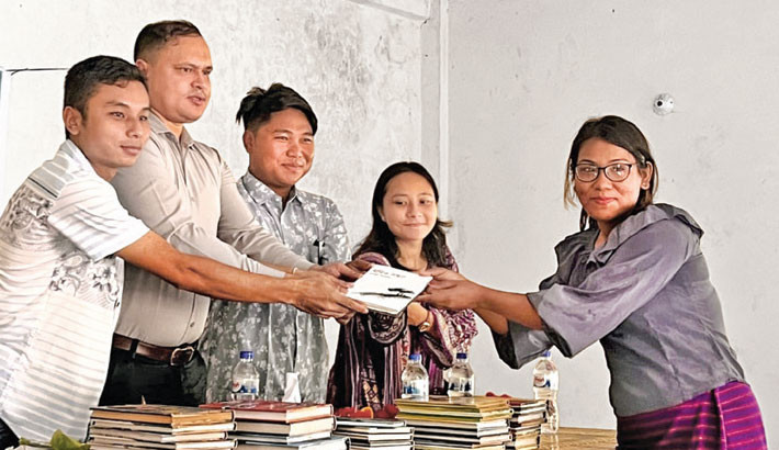 Books donated to Chinton Public Library in Bandarban