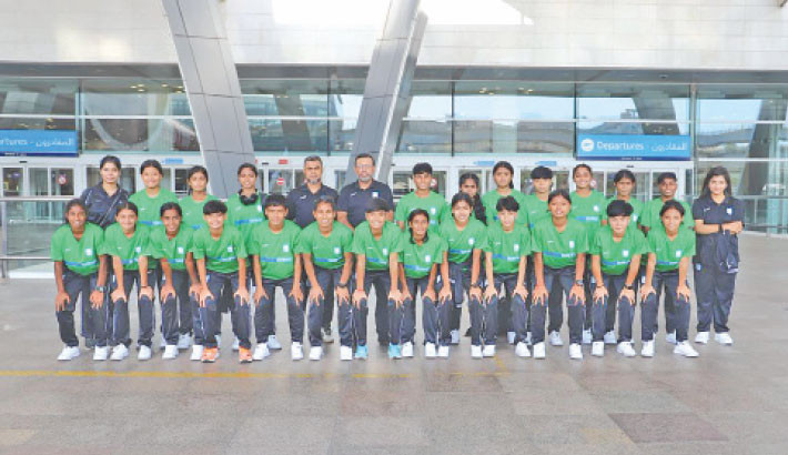 Bangladesh Under-17 Women’s National Football Team arrived in the UAE on Sunday. BFF Photo