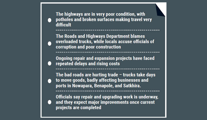 4 major highways in Khulna division crippled by decay