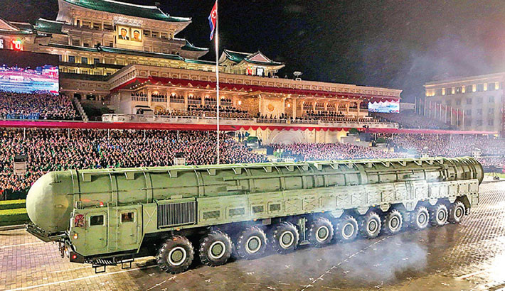N Korea shows off new ICBMs at military parade