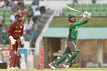 Rishad fires late again as Bangladesh post 213 in spin-dominated contest