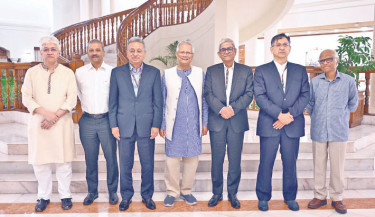 BNP leaders meet Chief Adviser Prof Muhammad Yunus at the State Guest House Jamuna in the capital on Tuesday. -Ca press wing PHOTO