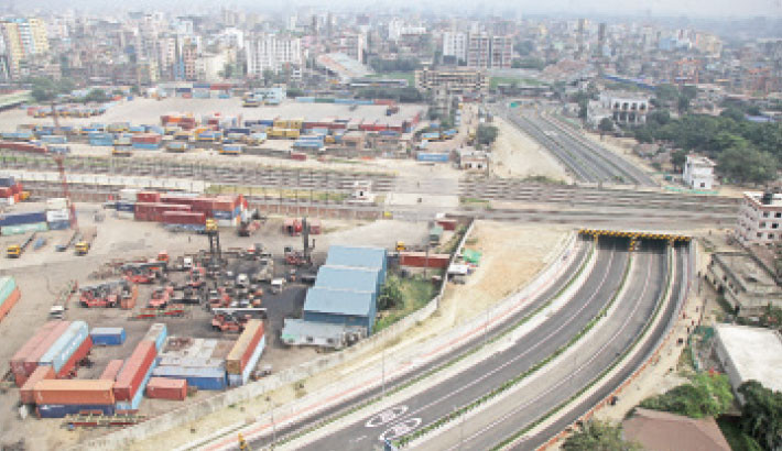 The Titipara-Kamalapur underpass is poised for a grand inauguration in the first week of November, promising a dramatic easing of traffic on the six-lane thoroughfare. The photo was captured on Tuesday. -Nazmul Islam