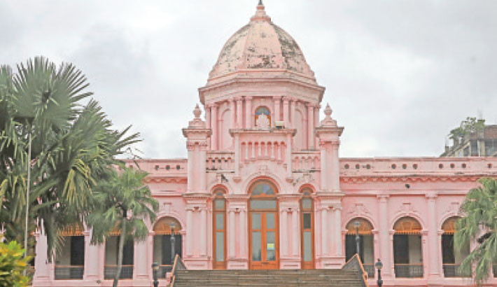 Ahsan Manzil stands with its once-vibrant pink façade now fading, a timeless reminder of Dhaka’s rich heritage slowly weathering the years. This iconic 19th-century palace, located on the banks of the Buriganga River in Old Dhaka, once served as the official residence of the Nawabs of Dhaka. Now a museum, the majestic structure remains a proud symbol of the city’s architectural and historical legacy. The photo was taken on Sunday.-Reaz Ahmed Sumon