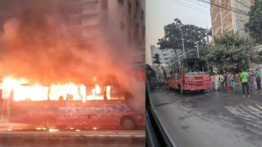 Two buses set on fire in Dhaka