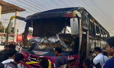 Bus set on fire in Mymensingh, driver burned to death