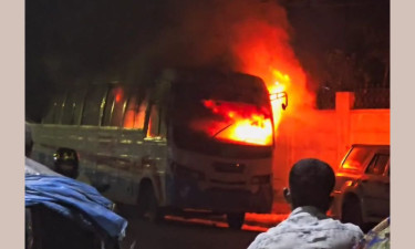 Bus catches fire in capital